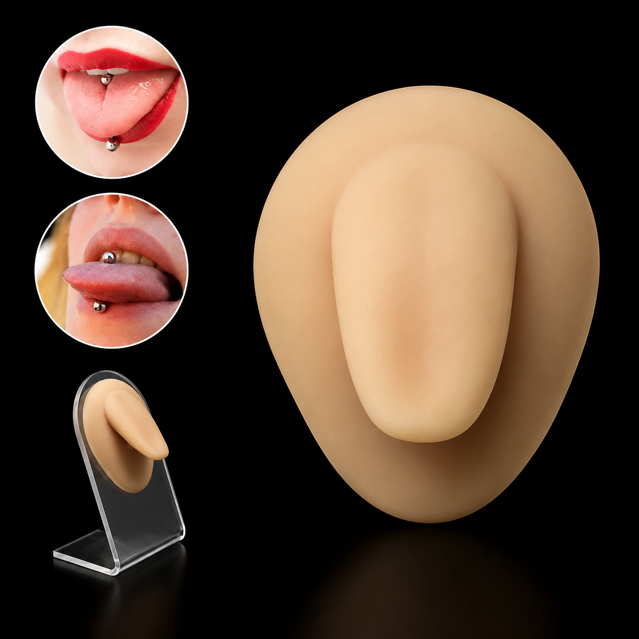 Lengua Silicona Para Práctica Perforación Exhibidor Piercing