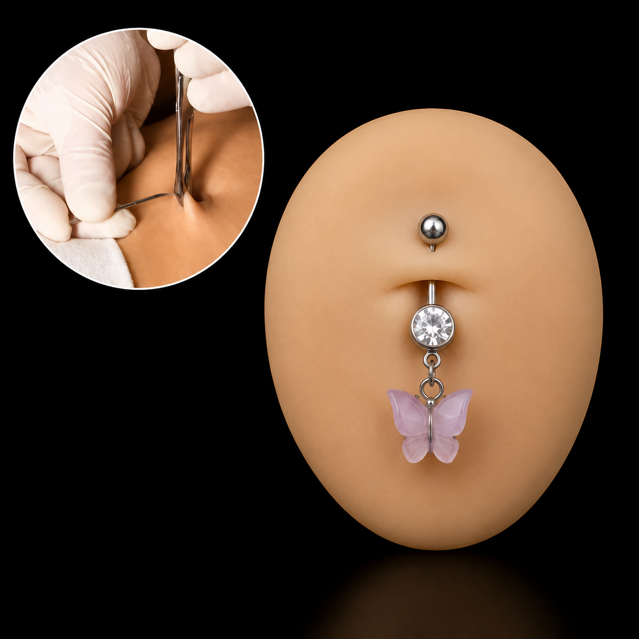 Ombligo Silicona De Práctica Perforación Exhibidor Piercing Color Piel