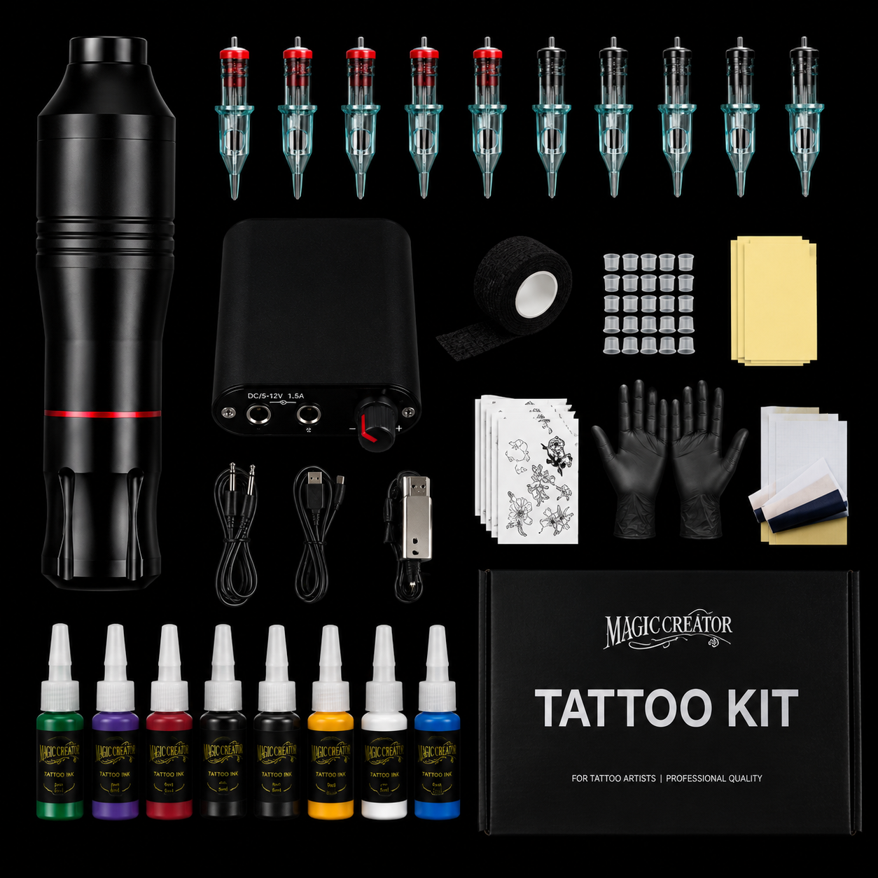 Kit Máquina Para Tatuar Principiante Dc Y Fuente Con Pedal