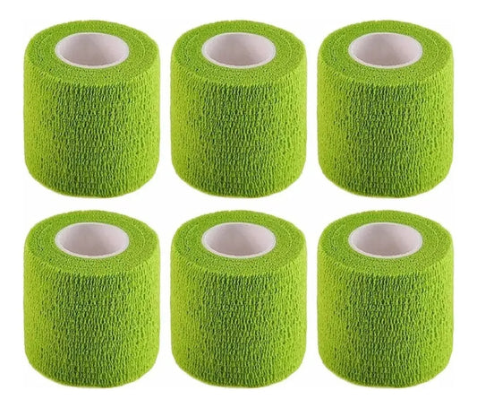 Cinta Elástica Venda Autoadherible Grip 6pz Tatuaje Colores Color Verd