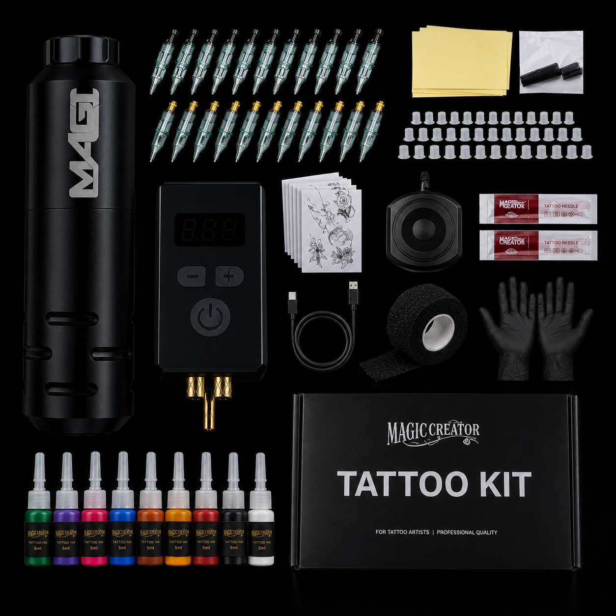 Kit Máquina Para Tatuar Principiante Magi Y Wx-1 Completo