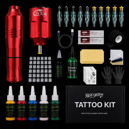 Kit Magic Creator Máquina Para Tatuar Dc Principiante Rojo