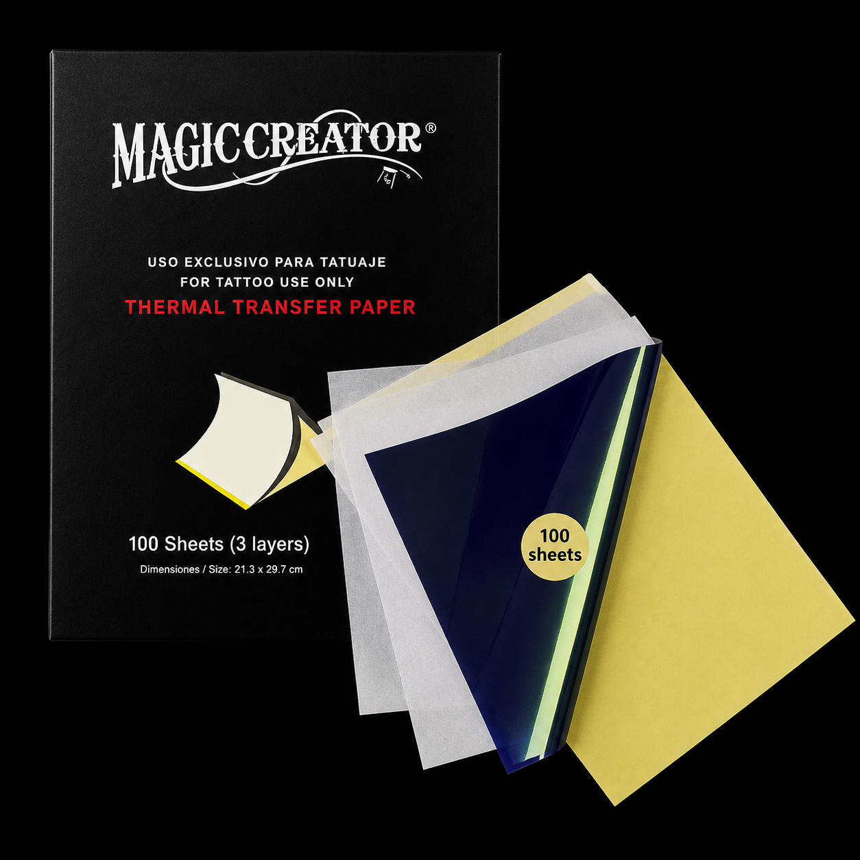 Magic Creator Papel Hectográfico Transfer Para Tatuajes De 100 Piezas
