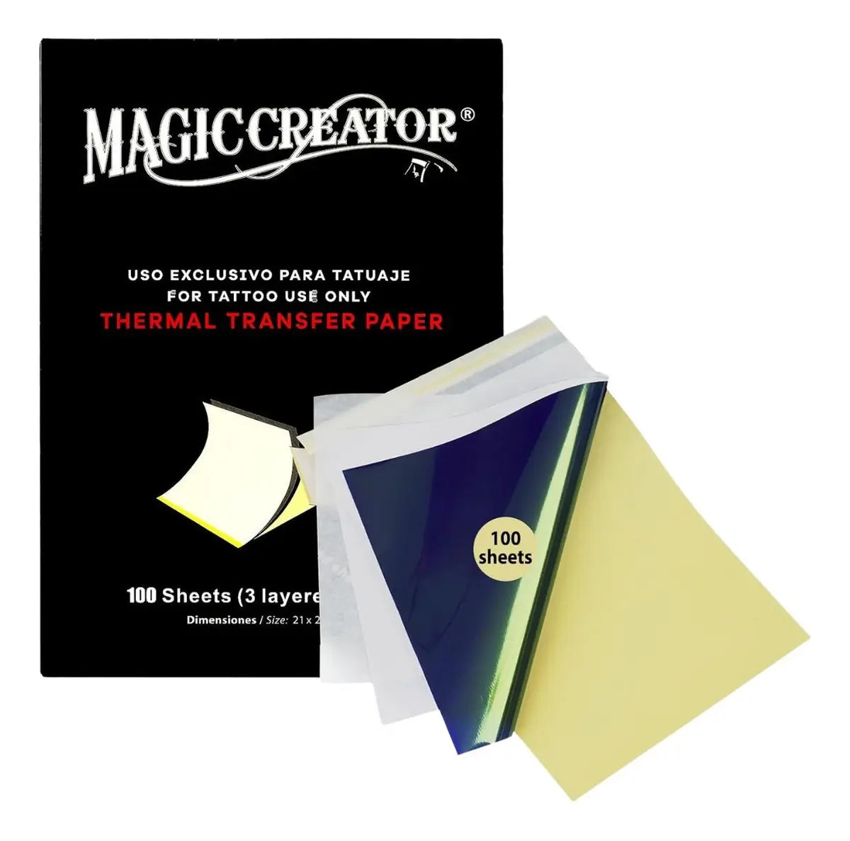 Magic Creator Papel Hectográfico Transfer Para Tatuajes De 100 Piezas