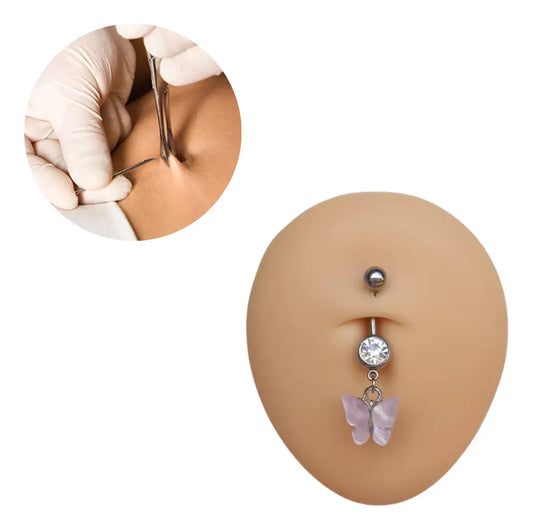 Ombligo Silicona De Práctica Perforación Exhibidor Piercing Color Piel