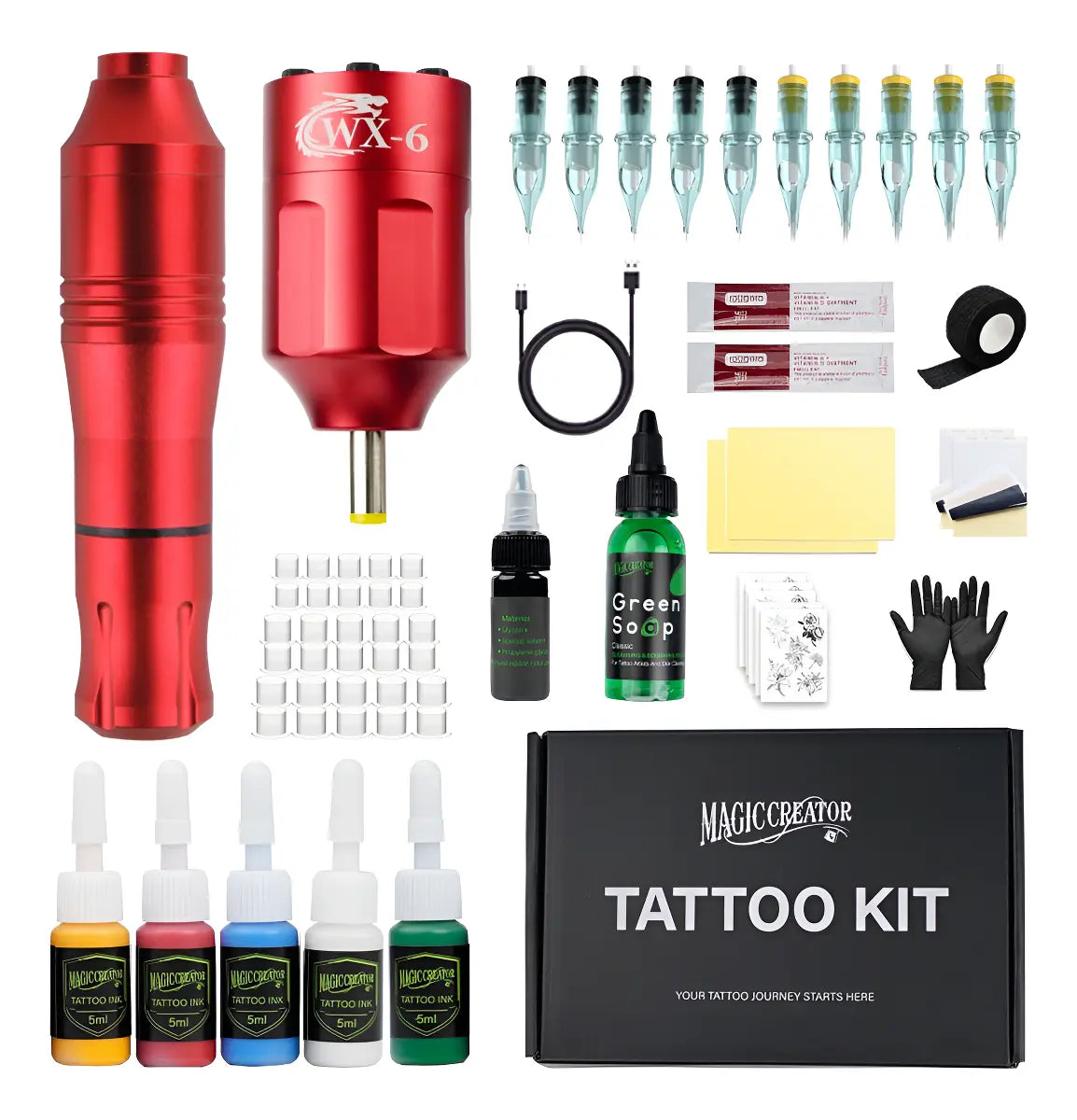 Kit Magic Creator Máquina Para Tatuar Dc Principiante Rojo