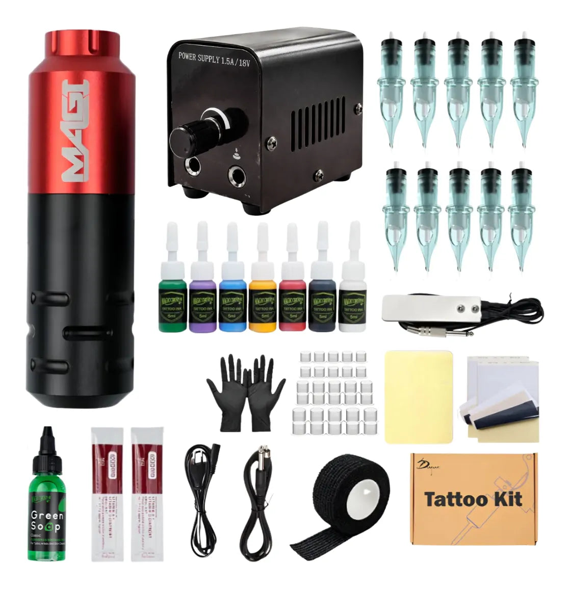 Kit Máquina Para Tatuar Principiante Magi Fuente Con Pedal