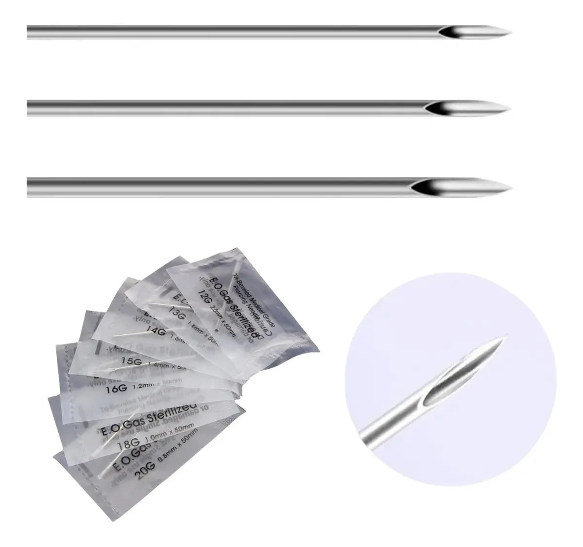 Kit Agujas Para Perforar Cánulas Perforación Piercing 100 Unidades Col