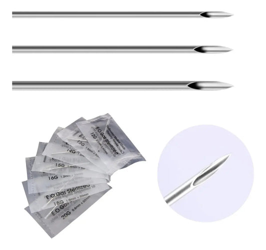 Kit Agujas Para Perforar Cánulas Perforación Piercing 100 Unidades Col